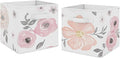 Sweet Jojo Designs Set of 2 Collapsible Fabric Storage Cubes (Pink/Grey Boho Floral) for Girls, Baby, Kids, Childrens Foldable Bins Organizer Boxes Toys (Watercolor, Flower, Elegant Rose, Farmhouse)
