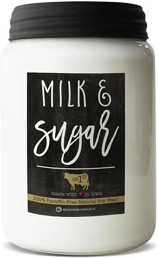 Milkhouse Candle Company - Milk & Sugar - 26oz Beeswax and Soy Candles - Farmhouse Collection - 100% Natural, Paraffin Free, with Premium Fragrance Oil, Glass Jars with Lids