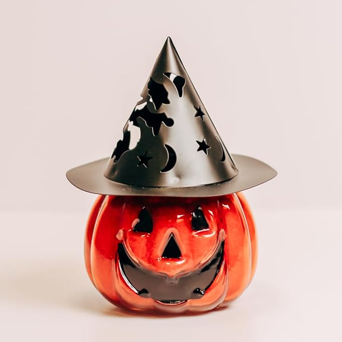 A Cheerful Giver Punky Pumpkin Jar Candle - Fun and Spooky Candle for Halloween Decorations - Uniquely Shaped Candle Jars for Indoor/Outdoor Decor - Orange, Cinnamon, Clove Scent - 10 Oz