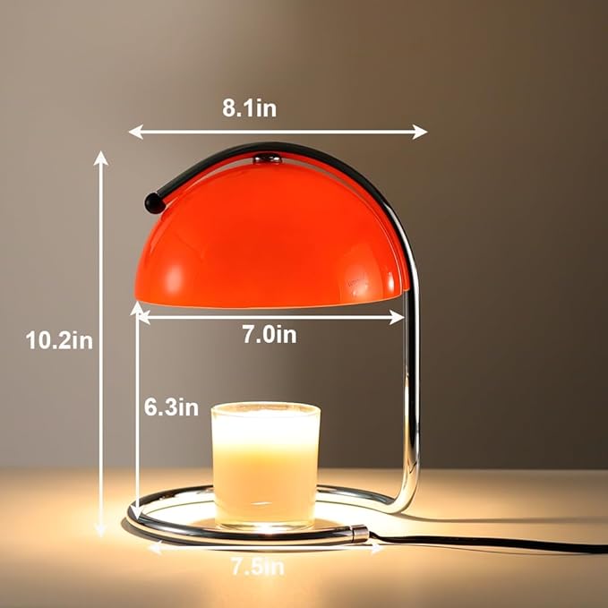 Modern Simplicity Snack Warmer lamp Suitable for Melting Candles in Large cans and Small cans lamp Candle Warmer dimmable Glass top with 2 Candle Bulbs (red)