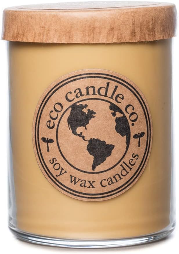 ECO CANDLE CO. Recycled Candle, Black Tea & Honey, 18 oz. Double Wick - Scents of Spicy Tea, Nutmeg, Honey, & Orange - 100% Soy Wax, No Lead, Kraft Paper Label/Lid, Hand Poured, Phthalate Free