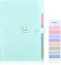 SKYDUE Expanding File Folder with 5 Pockets, Cute Accordion File Organizer, Letter Size Filing Folder, Portable Paper Receipt Organizer, School Office Supplies Green