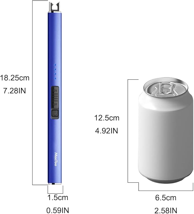 MeeToo Electric Candle Lighter Rechargeable Type-C - Gifts for Wife Men Women Nana, USB Plasma Arc Windproof Lighters for Candle Christmas Camping Kitchen Dark Blue