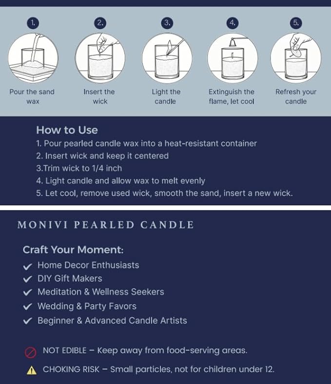 Monivi Scented Candle Sand with Wicks DIY 14 Colors Sand Wax Pearled Candle Wax Beads (1.76oz Each Color, 1.5lb/24.7oz Total up to 120Hours) Refillable Candle Making Kit Mothers Day Gift
