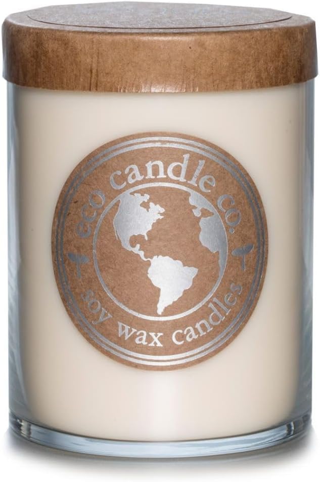 ECO CANDLE CO. Recycled Candle, Sterling Rose, 18 oz. Double Wick - Scents Of Green Notes, Fresh Cut Roses, Floral, & Musk - 100% Soy Wax, No Lead, Kraft Paper Label & Lid, Hand Made, Midwest Soybeans