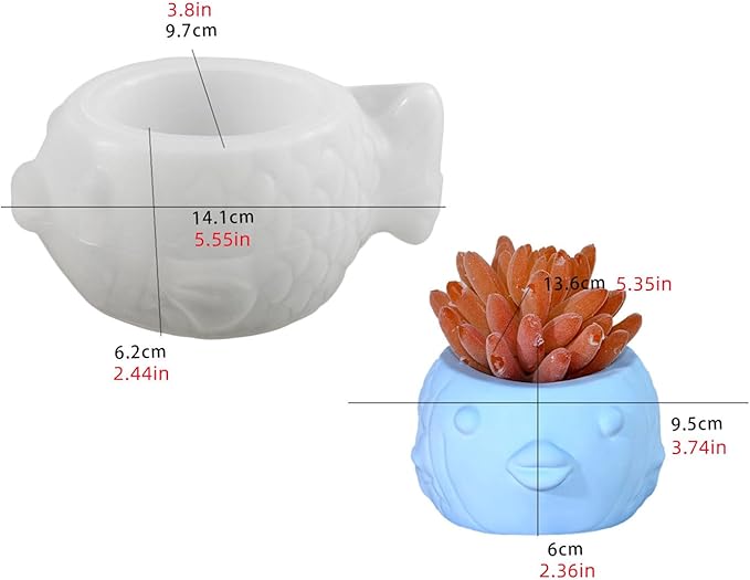 3D Animal Flower Pot Vase Silicone Mold for Resin Plaster Concrete Cement Clay, Succulents Planter Mold Epoxy Resin Kit for DIY Candle Pen Holder Succulent Pot (Bighead)