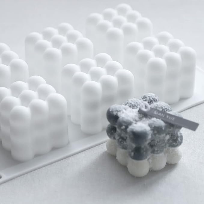 Candle Molds for Bubble Candle Making, 6 Cavity Bubble Candle Silicone Molds for Soap Making, Bubble Cake Mold for Soy Wax, Cake Baking Dessert Mousse, Homemade Ornaments DIY Craft