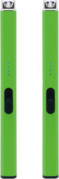 FIGHTSENSE USB Rechargeable Candle Lighter,Plasma Arc Windproof Flameless Long Electric Lighter with Safety Switch,LED Battery Display,Used for BBQ Fireplace,Camping,Stove Kitchen (Green)