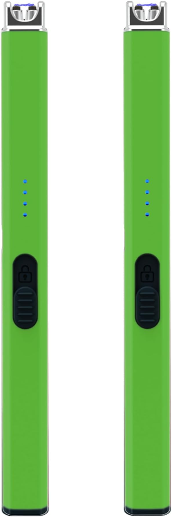 FIGHTSENSE USB Rechargeable Candle Lighter,Plasma Arc Windproof Flameless Long Electric Lighter with Safety Switch,LED Battery Display,Used for BBQ Fireplace,Camping,Stove Kitchen (Green)