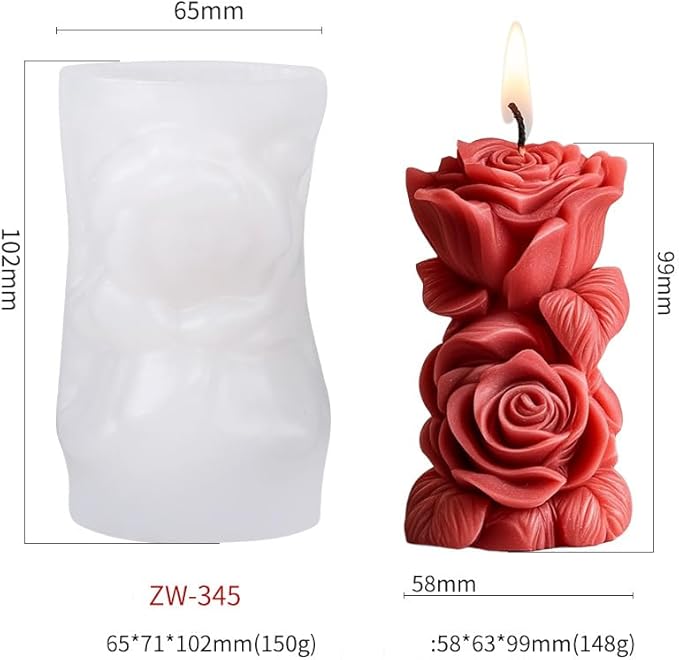 Rose Bouquet Candle Molds Pillar Silicone Mold Resin Casting for Making Home Decorate Aromatherapy Candles Gypsum Wedding Decor Crafts Gifts