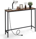 CAPHAUS 41” Classic Console Table w/ 2 Outlets, USB & Type-C Ports for Entryway, Modern Snack Entrance Sofa Tableau w/Charging Station, Living Room Accent Behind Couch Plant Mesa, Rustic Oak