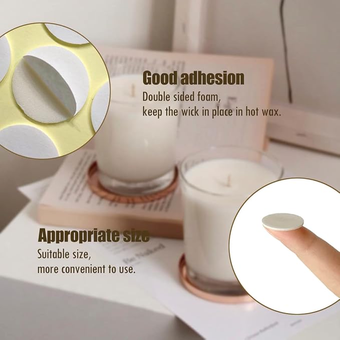 160 PCS Candle Wick Stickers, Double-Sided Heat Resistance Wick Stickers for Candle Making, Adhere Steady in Hot Wax Candle Stickers
