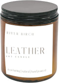 River Birch Candles Leather Scented Candle | Premium, All-Natural, Non-Toxic, Soy Amber Jar Candles | 8.5oz 40 Hr Burn Time | Cozy Relaxing Gifts for Home