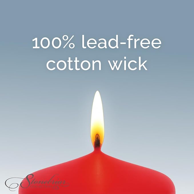 Stonebriar Unscented Pillar Candles – 80 Hour Burn Time, Long-Lasting Wax Candles for Weddings, Holidays, Home Décor & Special Events, Pack of 6, Red, 3" x 8"