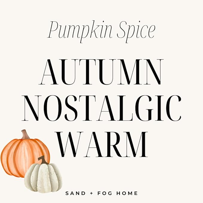 Sand + Fog Scented Candle - Pumpkin Spice – Additional Scents and Sizes – 100% Cotton Lead-Free Wick - Luxury Air Freshening Jar Candles - Perfect Home Decor – 9.5oz Molded Glass - Fall Scent
