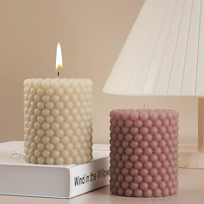 Silicone Candle Molds, 3D Bubble Cylinder Scented Candle Mold, Cozy Atmosphere Design, Colorless, BPA Free, Silicone Molds for Candle Making, DIY, Resin, Wax, Soap, Clay, Chocolate Etc
