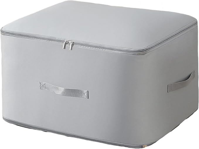 Upgraded Ultra Space Saving Self Compression Organizer Bag - Premium Large Capacity Storage Cube for Comforters, Bedding, Blankets & Clothes (1-Pack, Light Grey, 11 * 6.3 * 1.2inches)