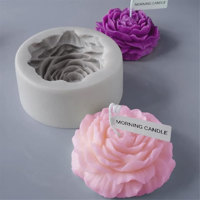 Cestony 3D Flower Peony Candle Silicone Molds for Making Candle Resin Pillar Aromatherapy gypsum Candles Wax Soap Flower Specimen Clay Craft