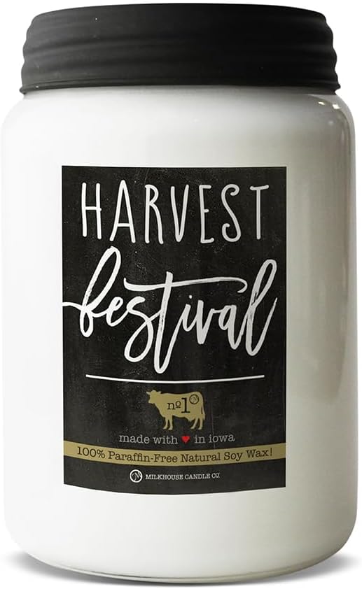 Milkhouse Candle Company - Harvest Festival - 26oz Beeswax and Soy Candles - Farmhouse Collection - 100% Natural, Paraffin Free, with Premium Fragrance Oil, Glass Jars with Lids