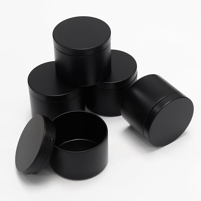 JAKOUE 8pcs Black 4oz Candle Tins with Lids - Premium Metal Candle Jars for DIY Craft, Wax Melts & Small Business (Leak-Proof Candle Containers) 65mm*45mm/2.56"*1.78"