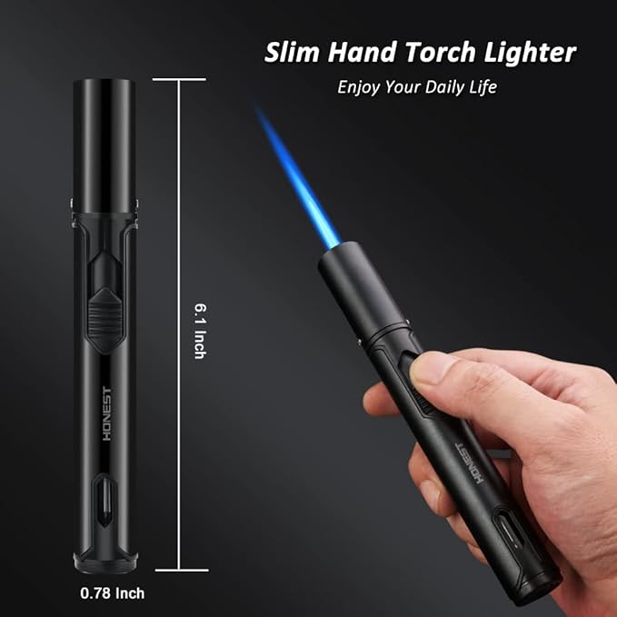 PROMISE Torch Lighters, Butane Lighters Refillable Single Jet Flame for Candle Grill BBQ Camping (Black&Red)