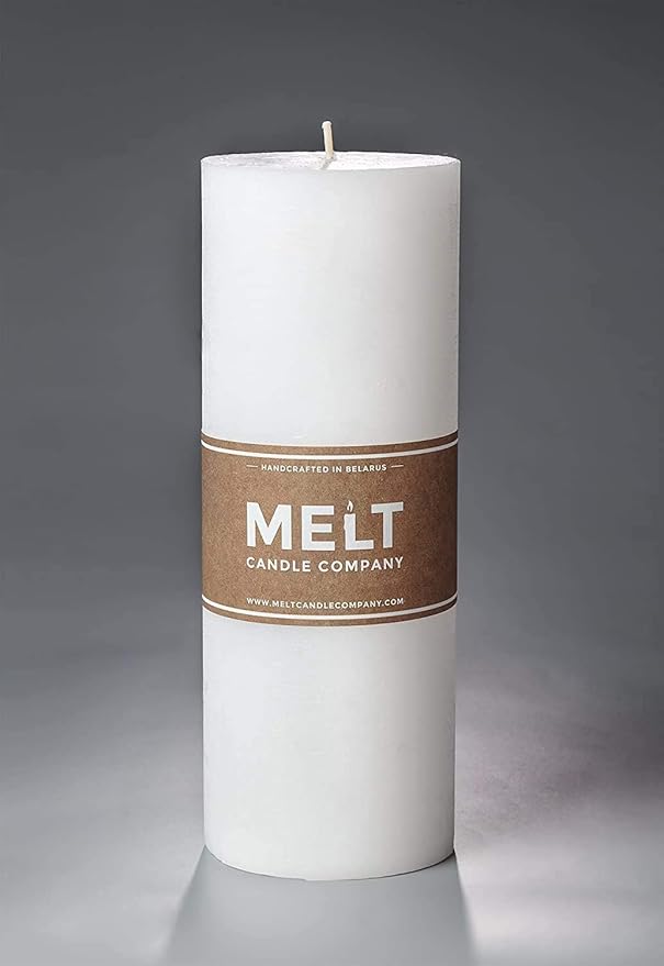 Melt Candle Pillar Candles, 2 Pack - Unscented Candles for Home, Church, Weddings, & More - 3" x 8", White