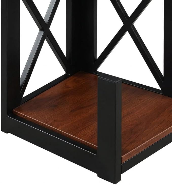Furnifact Cherry Black 5-Tier Corner Bookcase with Multiple Shelves, Durable Non Lead Base Paint Finish, Space-Saving Design for Home and Office Storage