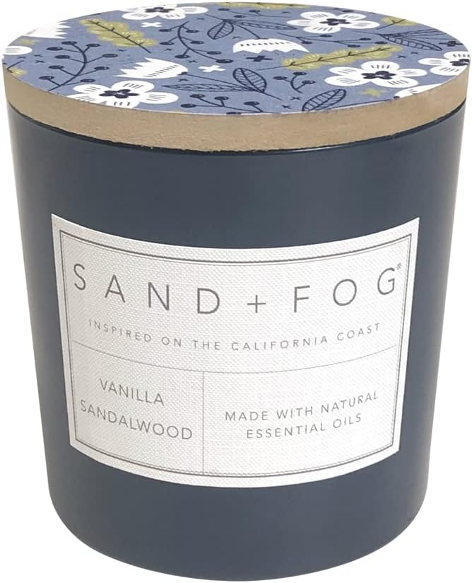 Sand + Fog Scented Candles - Vanilla Sandalwood - Additional Scents and Sizes - 3 Wicks 100% Cotton Lead-Free - Luxury Air Freshening Jar Candles - Perfect Home Decor - 21 oz