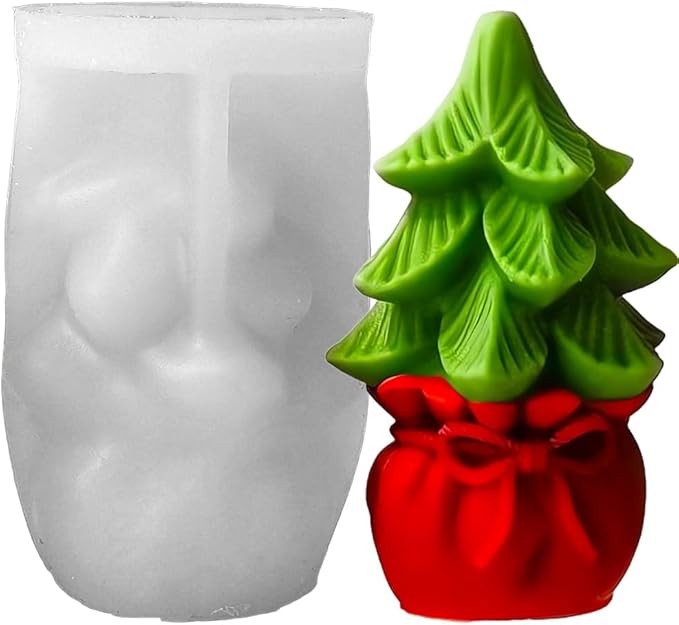 Christmas Tree Silicone Molds, Trees Candle Mold for Soap Soy Wax DIY Handcraft, Gift Bag Resin Molds Gift Wedding Party Home Dinner Festive Days Car Decoration