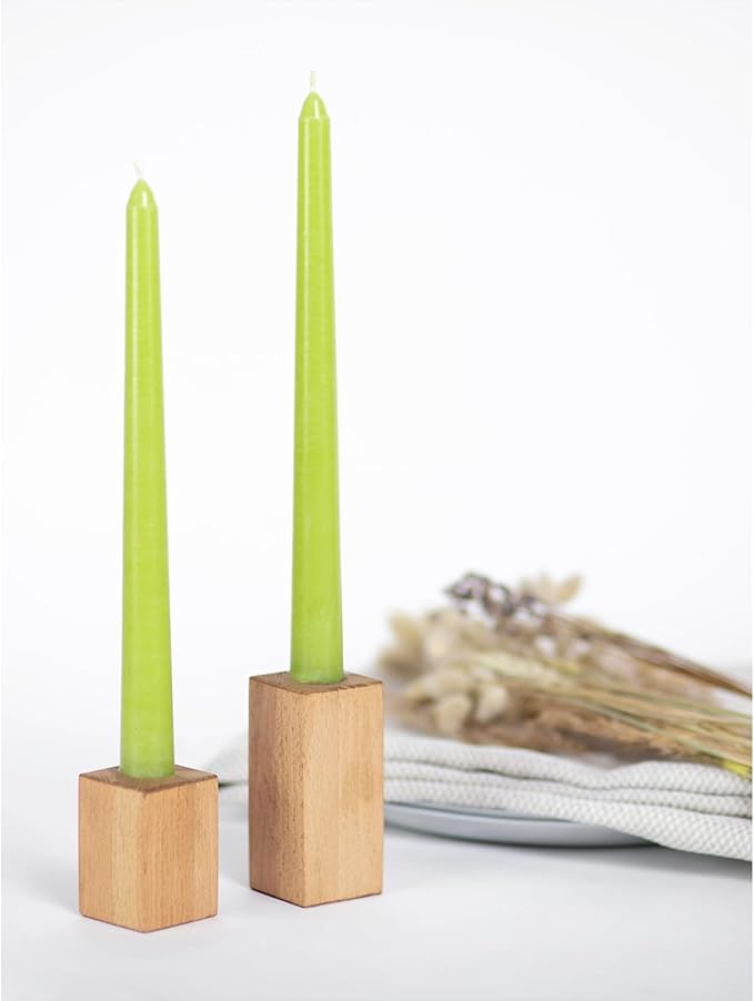 CANDWAX 10 inch Olive Taper Candles Set of 4 - Dripless Unscented Candlesticks - Perfect as Dinner Table Centerpiece Tapers or Household Decor