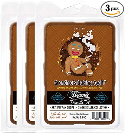 Beamer Candle Co. - Grandma's Baking Again Wax Melt – Notes of Cinnamon, Nutmeg, Spiced Vanilla, Gingerbread - 3 Packs of 6 Cubes – Odor Eliminating – High Fragrance – 40 Hour Burn Time