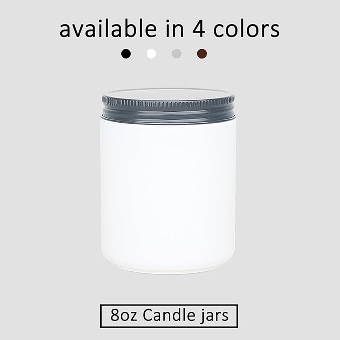 MILIVIXAY 20 Pack 8 OZ Thick Glass Frosted White Candle Jars with All Black Metal Lids-Bulk Empty Candle Jars for Making Candles-Canning Jar for Spice, Liquid, Sample- Dishwasher Safe.