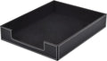 Leather Letter Tray, Office Supplies Desk Organizer for Mail Paper Files Magazines Jewelry Cosmetics,Luxury Letter Holder&Multipurpos Stackable Office Desktop Storage Box ,Black