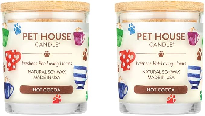 Pet House Pet Odor Candle Plant Based Hot Chocolate Candle Clean Burning, Long Lasting for Home, Hot Cocoa 2 Pack