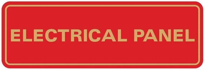 All Quality Standard Electrical Panel Wall or Door Sign - Durable Material | Clear and Functional Sign | Easy Installation‌ - Red/Gold - Large (1 Pack)