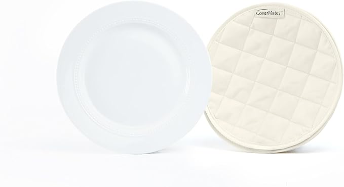 Covermates Keepsakes Quilted Dish Dividers – Set of Padded Plate Protectors for China & Dinnerware Storage, Scratch Protection, Machine Washable, Cream