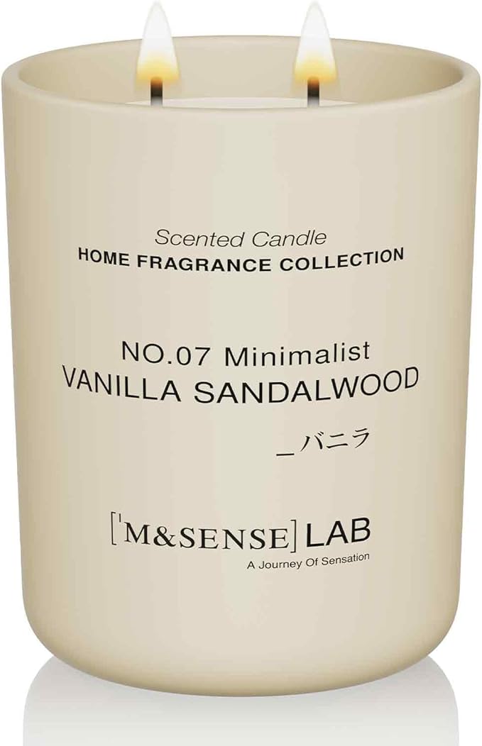 M&SENSE Natural Soy Large Candle| Vanilla Sandalwood | 16.6 oz, 95H Burn | Mini Spring Scented Candles for Relaxation, Valentines Day Gift, Home Décor | for Bedroom, Office, Party