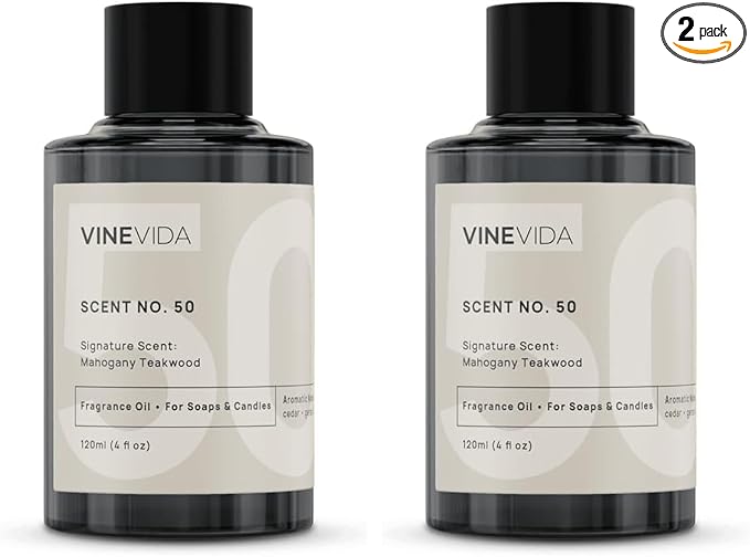 VINEVIDA [4oz] Mahogany Teakwood Fragrance Oil for Candle Making and Soap Making - Premium Candle Scents for Soy Candles (Pack of 2)