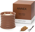 Annex Tobacco, Vanilla & Amber Luxury Scented Candle - 8oz Handmade Ceramic Jar Candle - 50hr Clean Burn, 100% Non-Toxic Soy Wax, Aesthetic Home Decor Winter Gift for Men & Women - Oud & Sandalwood