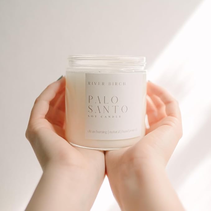 River Birch Candles Palo Santo Scented Candle | Premium, All-Natural, Non-Toxic, Soy Candles | 16oz 90 Hr Burn Time | Cozy Relaxing Gifts for Home