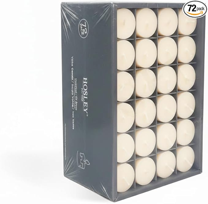 Hosley Set of 72 Unscented Ivory Votive Candles – Bulk Pack, Clean-Burning, Long-Lasting 10-12 Hour Burn Time – Ideal for Weddings, Home Décor, Spa, and Events