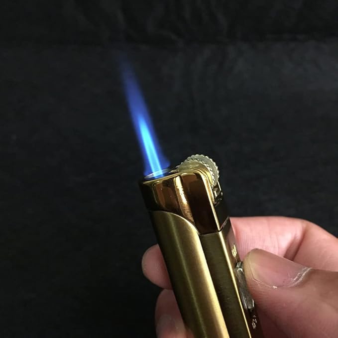 5 Pack Butane Torch Lighter Jet Flame Lockable Portable Adjustable Lighter with Fuel Visible Tank No Gas (Gold)