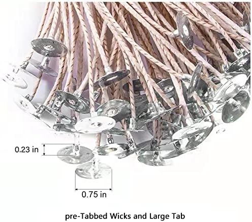 ECO14 100pcs Wicks - 8 inch Pre-Tabbed Thick Wick for Candle Making