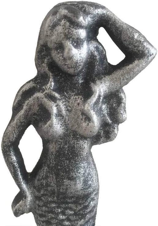 Handcrafted Nautical Decor Antique Silver Cast Iron Mermaid Hook 6" - Mermaid Decoration - Decorative Wall