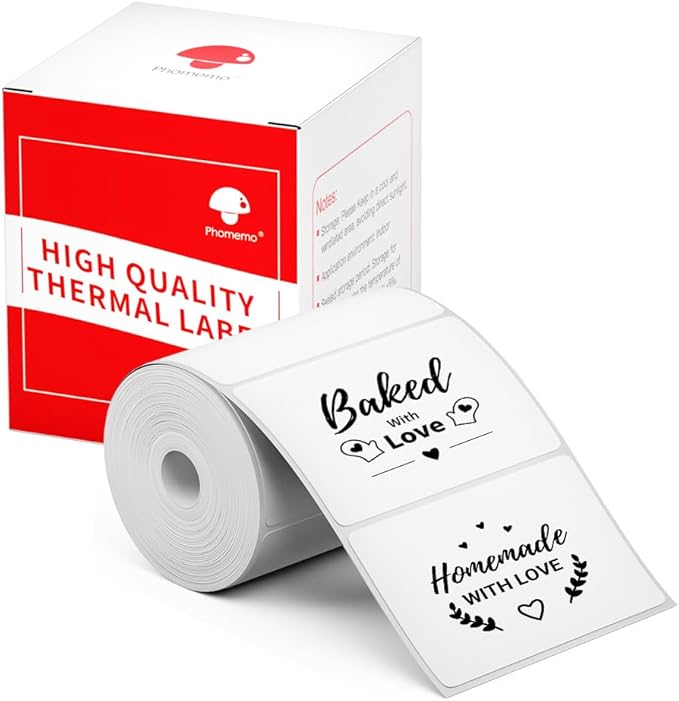 M110 Label Printer Paper, White Self-Adhesive Thermal Paper, Phomemo Label Compatible with M110 M120 M200 M220 M221 M150 M250 M260 M108 M100 Label Printer, 1.96"x1.18" (50x30mm), 230 Labels/Roll