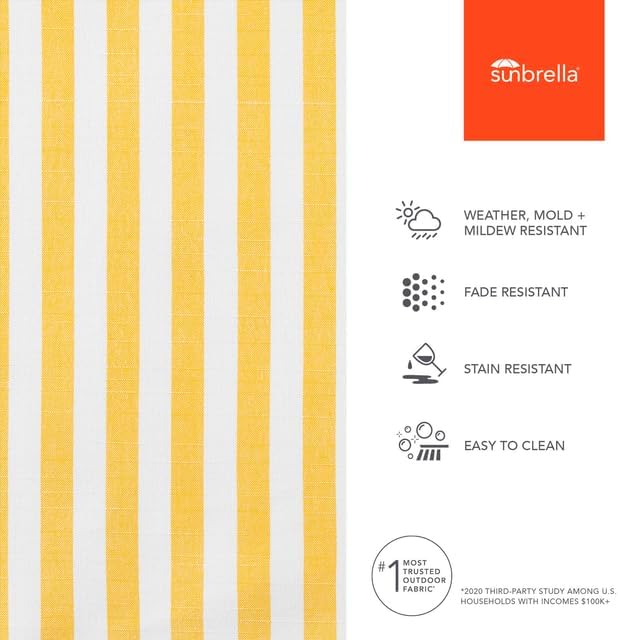 Sunbrella Outdoor Fabric by The Yard | Sail Away Sunflower (Striped) | Official Sunbrella Seller | Indoor or Outdoor Upholstery Fabric for Chairs, Cushions, Drapery, Pillows, Furniture