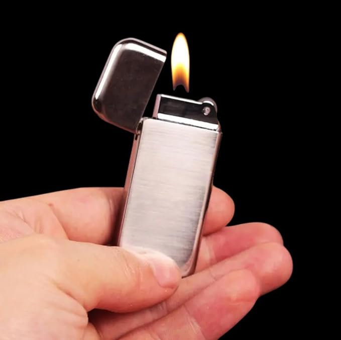 NIVEK Slim Compact Lighter, Ultra Thin, Small Portable, Soft Flame Refillable for Men Women (Rose Gold)
