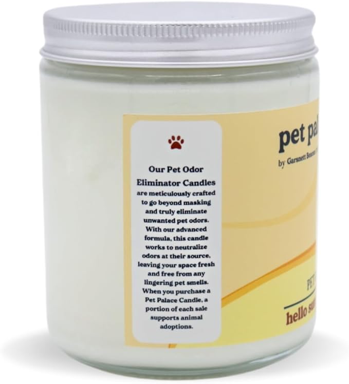 Pet Palace Candles - Odor Eliminator Candle, Incredible Scents - 100% Soy - Neutrolizer Eliminates Odors from Pets, Smoke, Urine, and More. Eco-Friendly and Non-Toxic (Hello Sunshine)