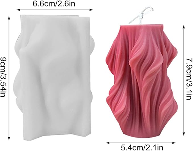 Carved Wavy Candle Mold Geometric Irregular Silicone Candle Soap Mold Fondant Chocolate Candy Cake Mould Plaster Clay Mold for Abstract Art Home Decor Tool