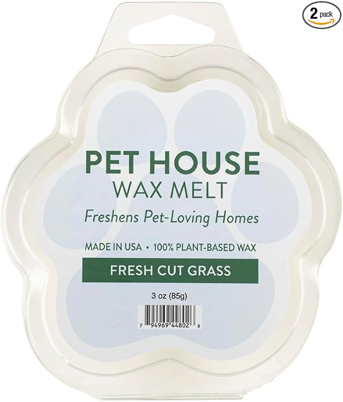 Pet House Fresh Cut Grass Spring and Summer Scented Wax Melts 3 OZ, Plant Based Soy Wax Melts for Household and Pet Odor, Clean Burning, Long Lasting, Made for Pet Loving Homes - 2 Pack